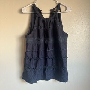 LOFT Dark Blue Sleeveless Blouse